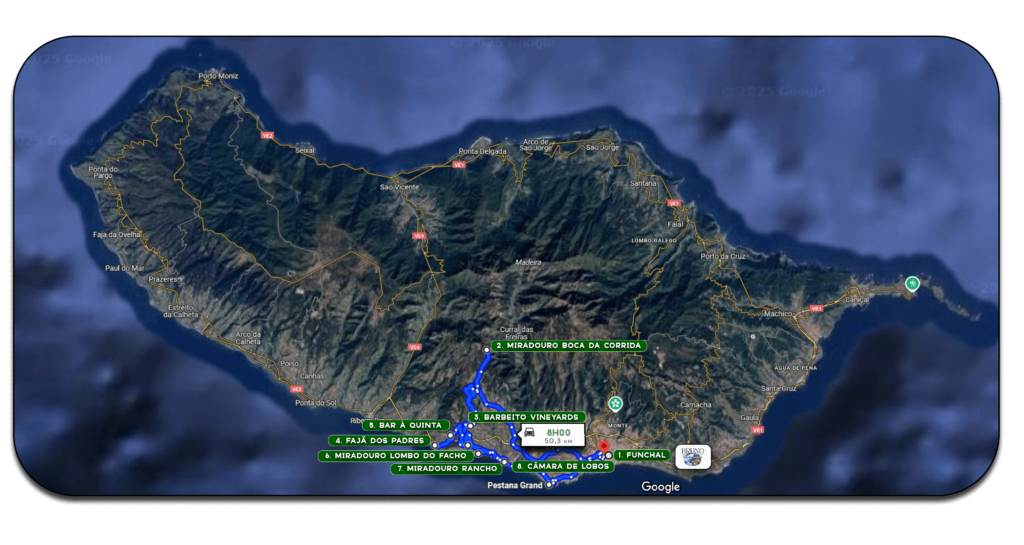 Fajã dos Padres FULL Day Tour Map